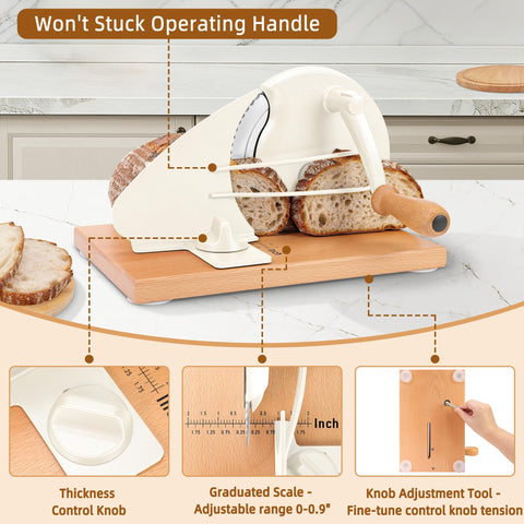 CAWIU bread slicer metal guide and sharp blade for smooth cuts