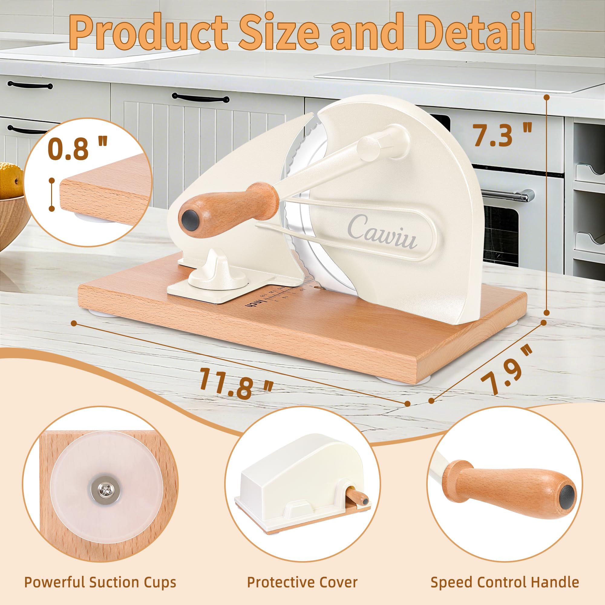 CAWIU bread slicer thickness scale assists precise thickness control
