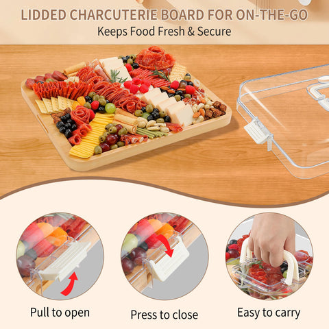 CAWIU charcuterie board with 4-knife set for complete serving