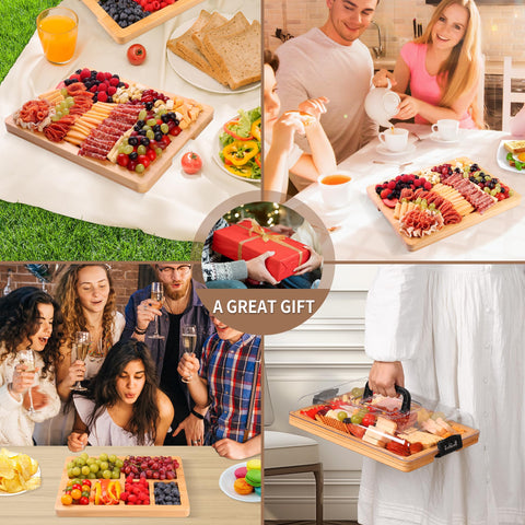 Gift-ready CAWIU cheese tray suits housewarmings, weddings, and outdoor picnics.