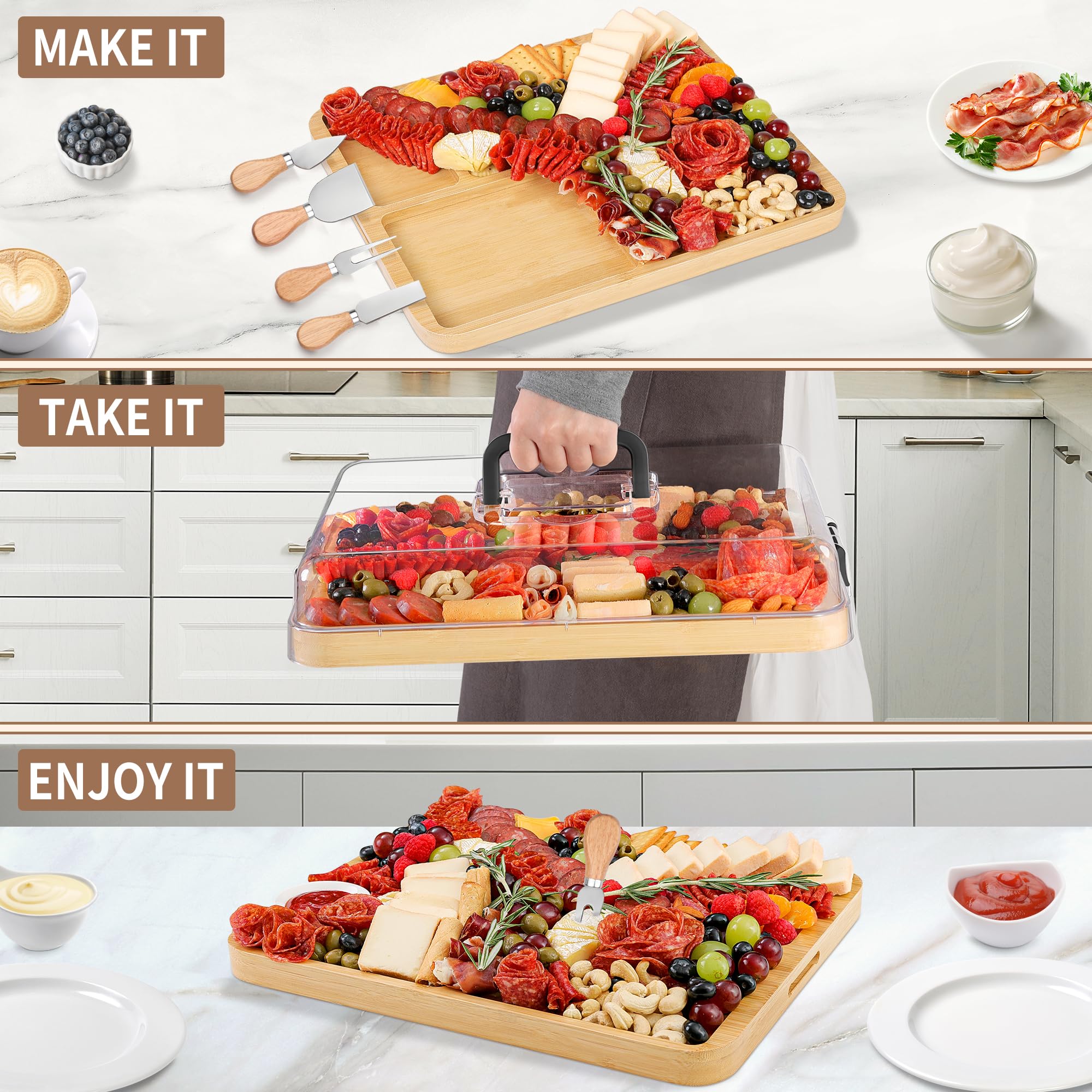 CAWIU four cheese knife set included for effortless entertaining.