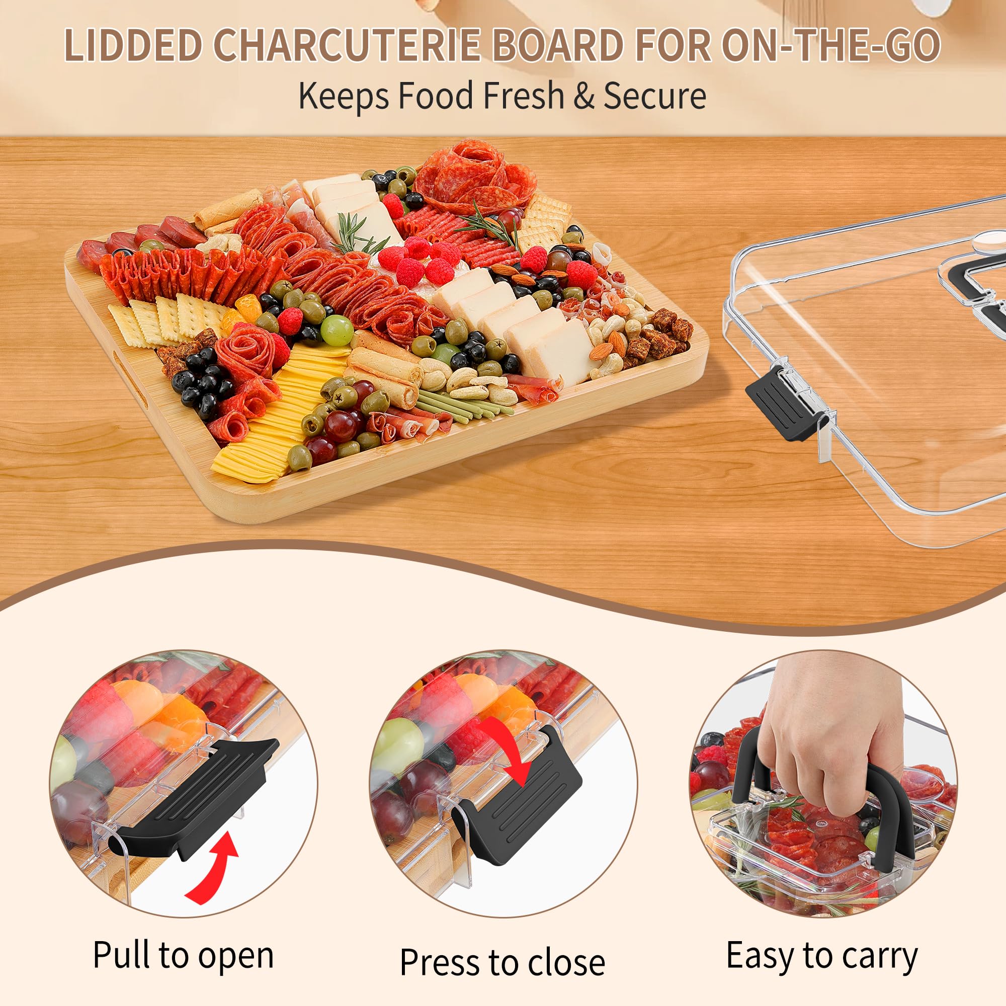 CAWIU four-knife-set included for versatile cheese and fruit prep