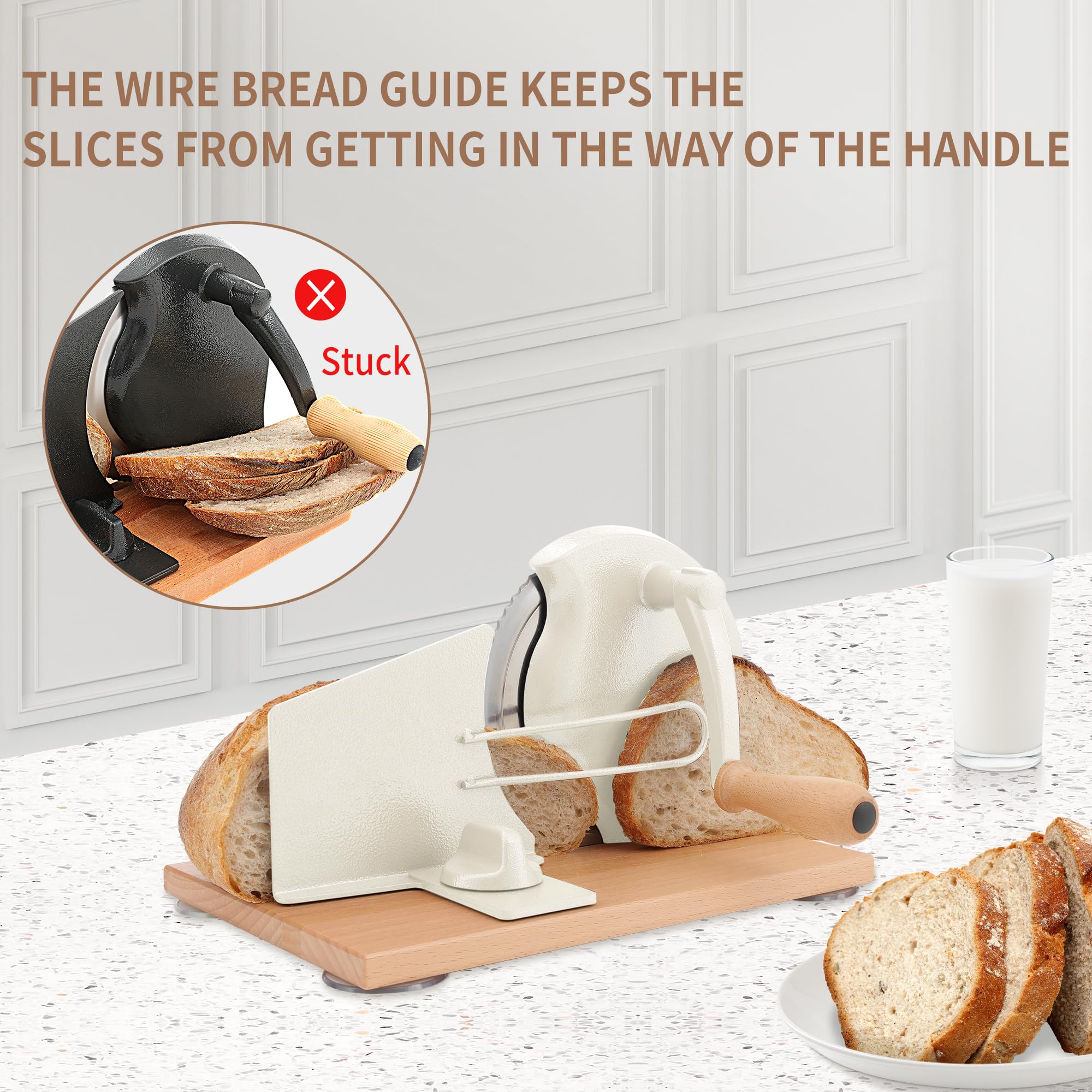 CAWIU metal bread guide keeps slices aligned and prevents crushing.