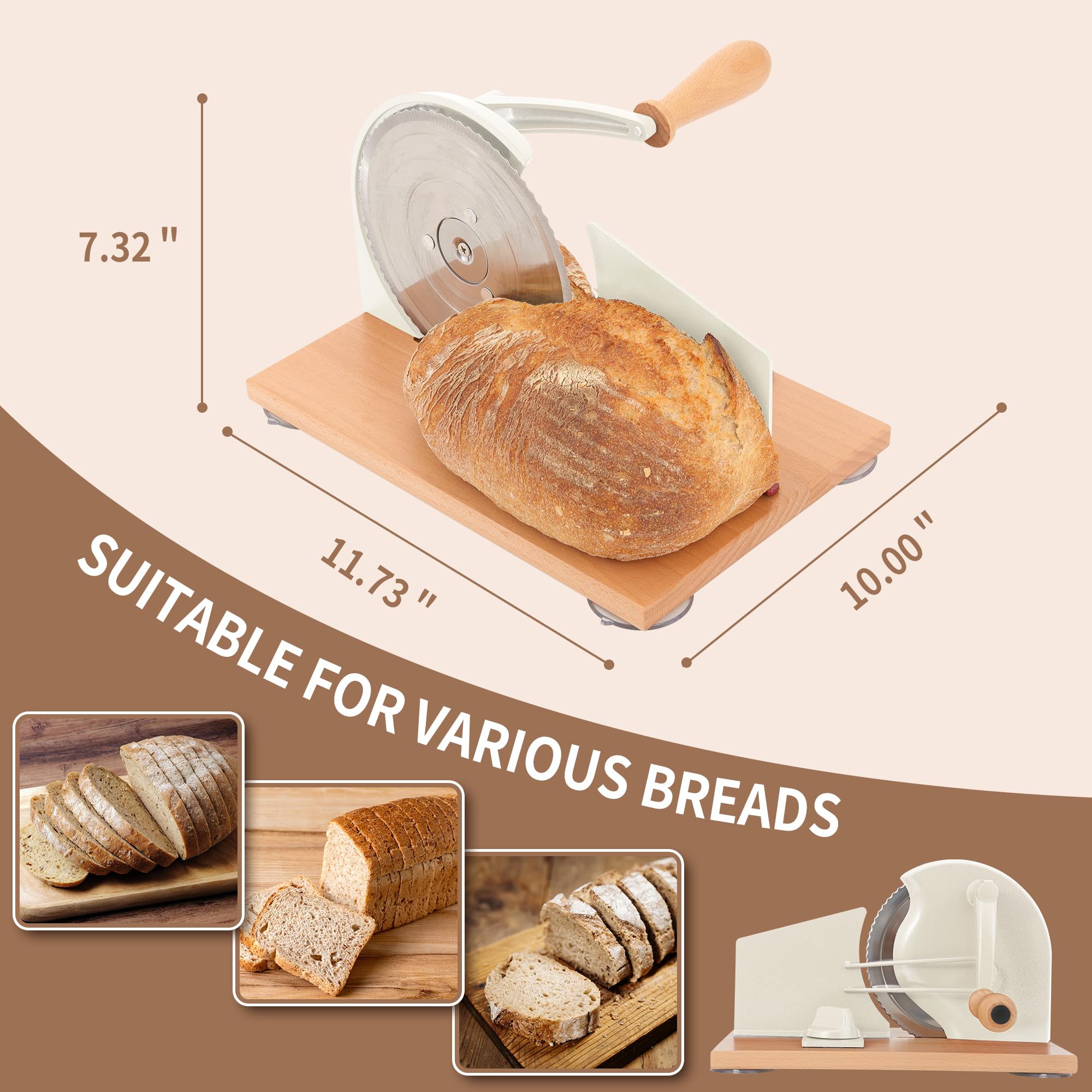 CAWIU bread slicer demonstrates versatility across soft to crusty breads.