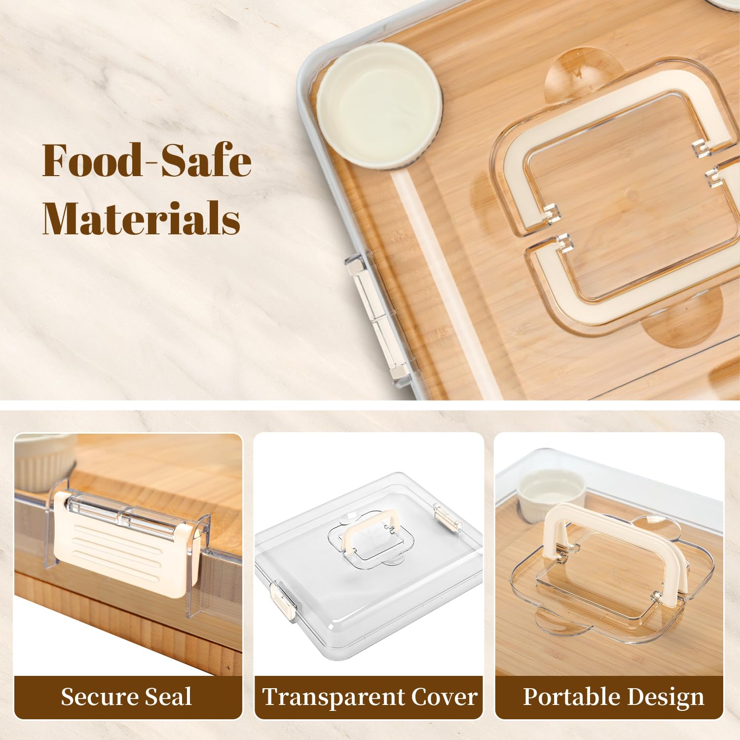 CAWIU cheese board with ceramic bowls for dips and sides