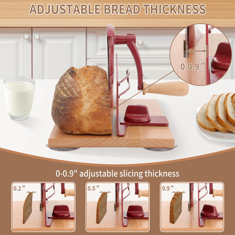 CAWIU bread slicer adjustable thickness knob enabling even slices