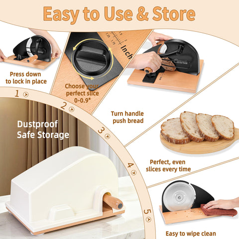CAWIU Upgraded Bread Slicer protective cover keeps the unit clean.