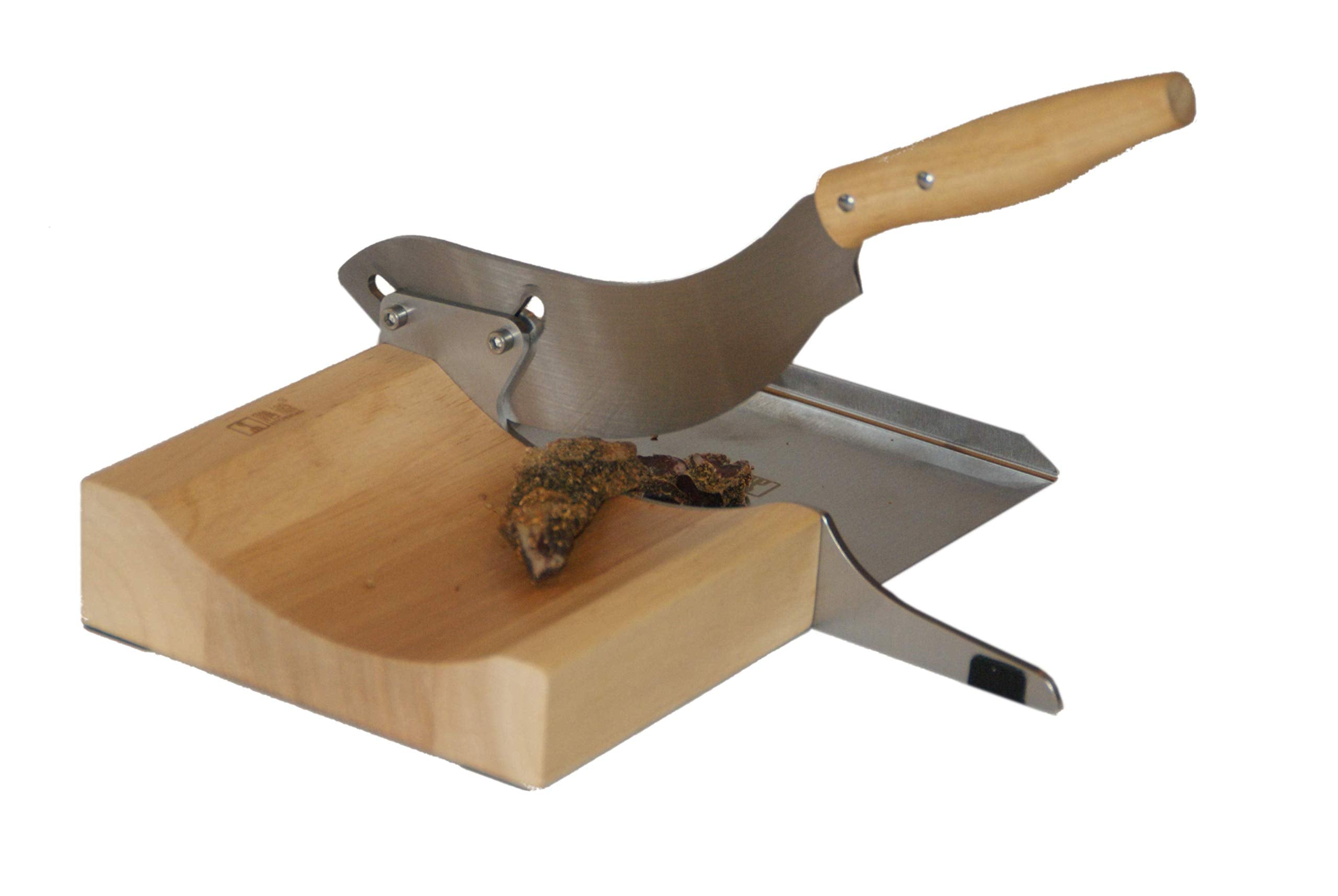 Cawoods Radiused Biltong Slicer slicing biltong and jerky with consistency