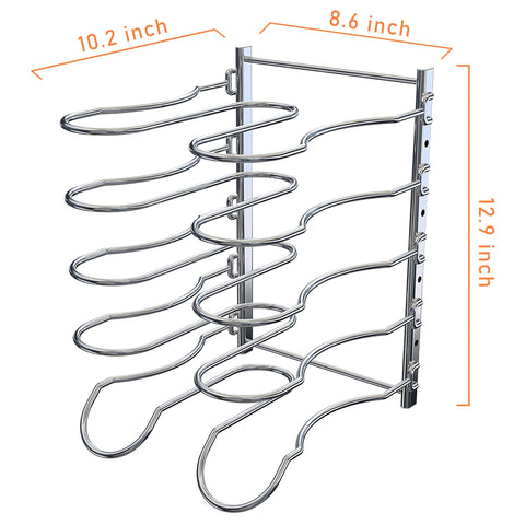 CAXXA pan lid rack organizer helps store lids upright for quick retrieval.