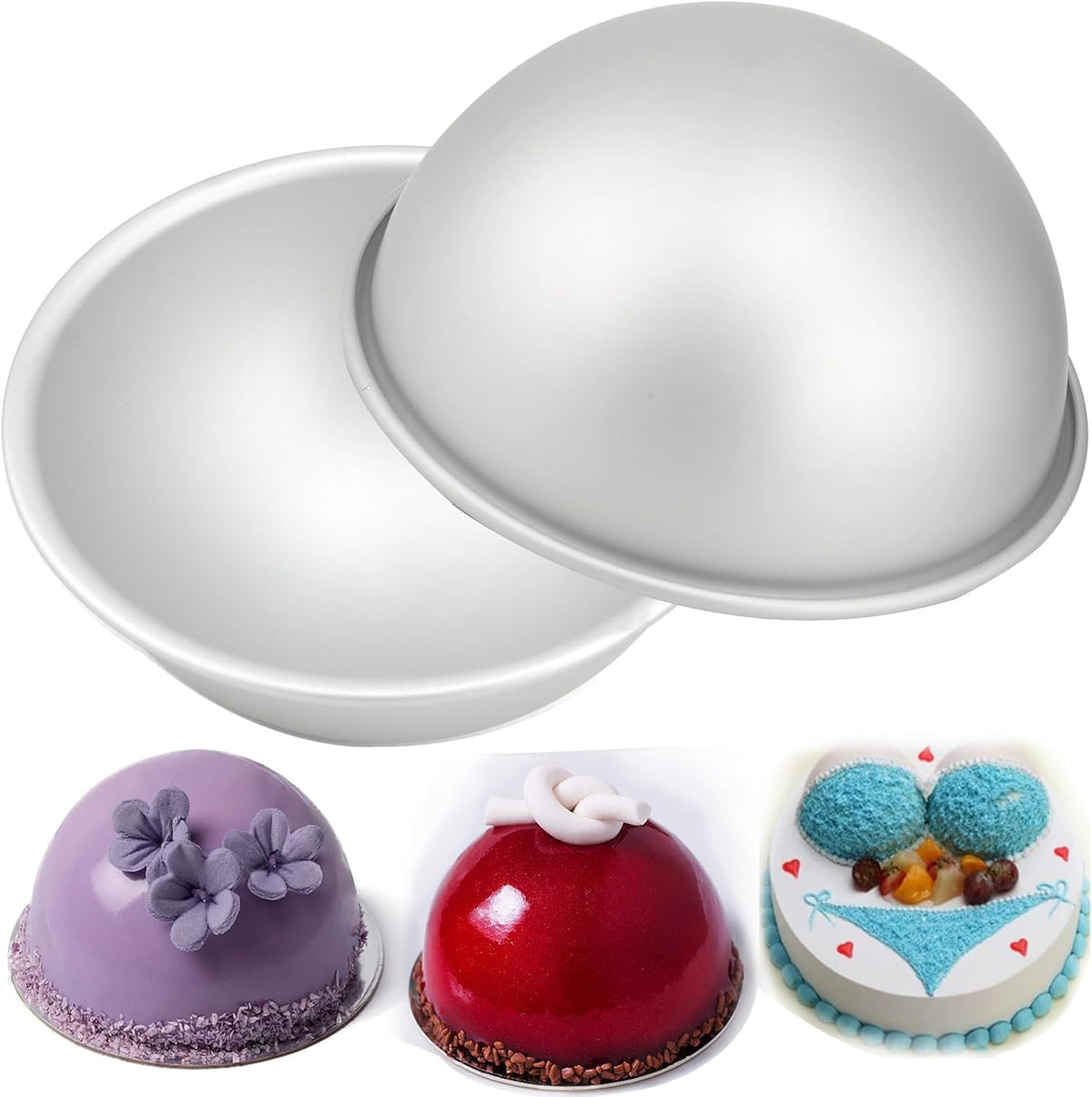 Cayanmydery 6-inch hemisphere cake pan pack 2 for easy nonstick baking.