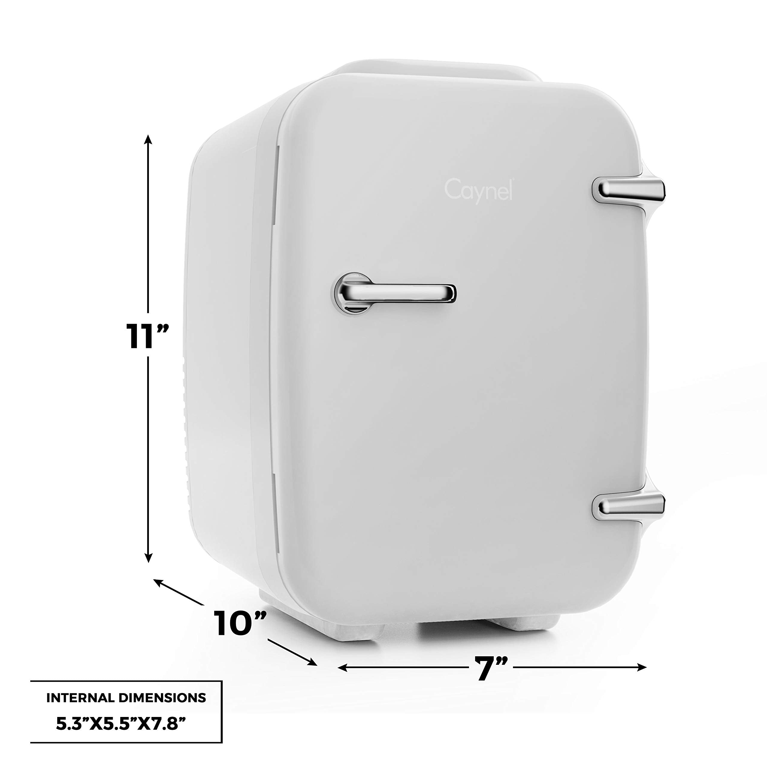 CAYNEL Mini Fridge car power compatibility for on-the-road cooling.