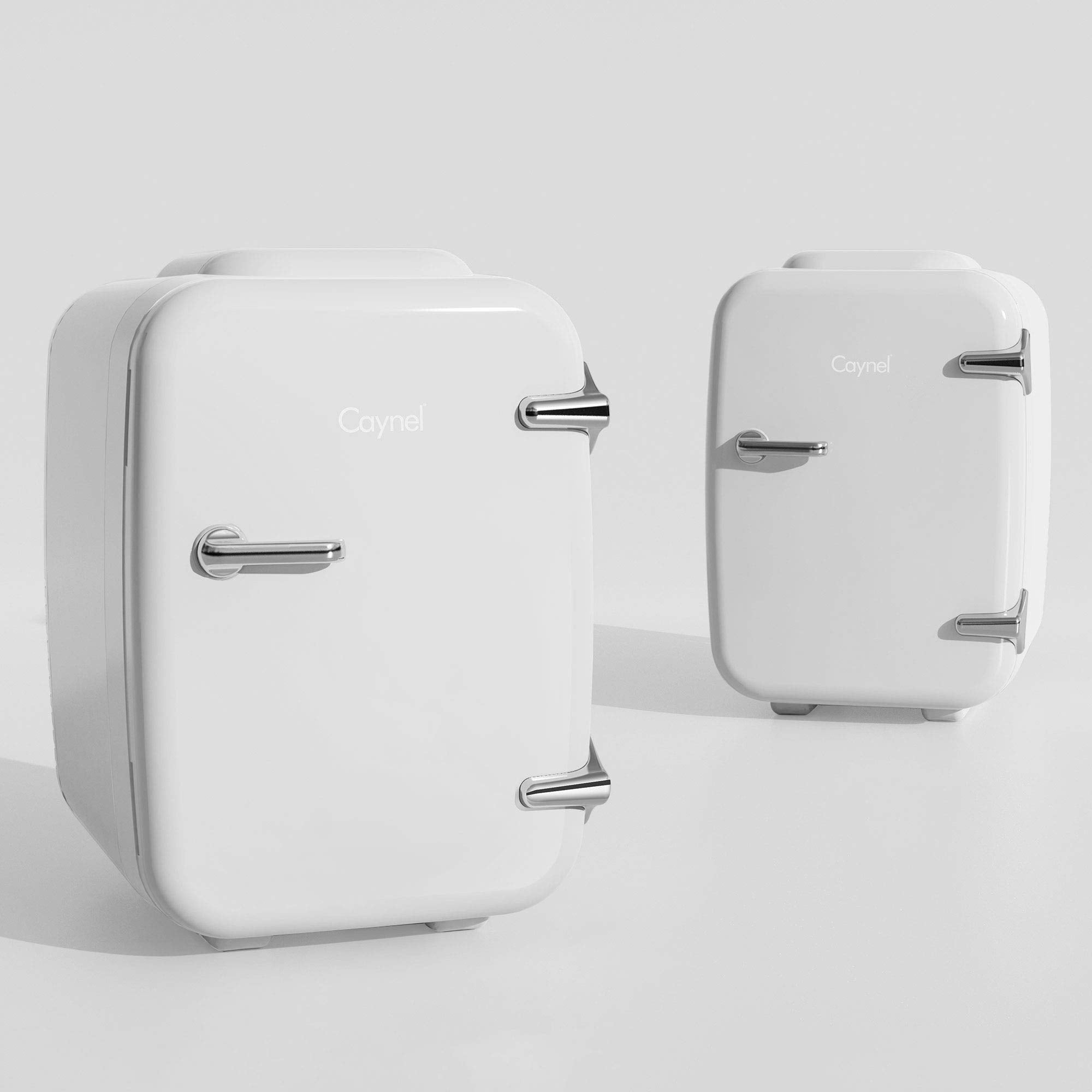CAYNEL Mini Fridge removable shelf enables flexible skincare and snack organization.