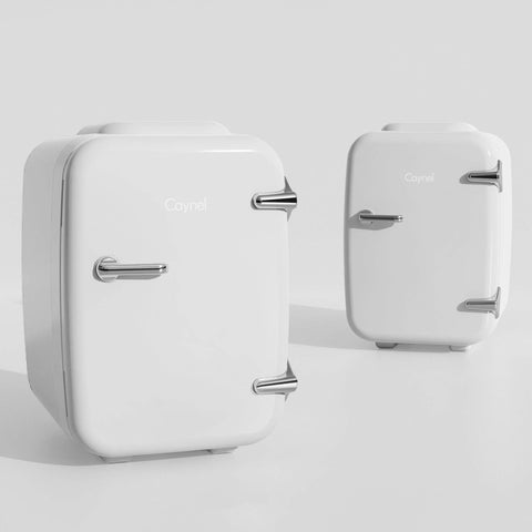 CAYNEL Mini Fridge removable shelf enables flexible skincare and snack organization.