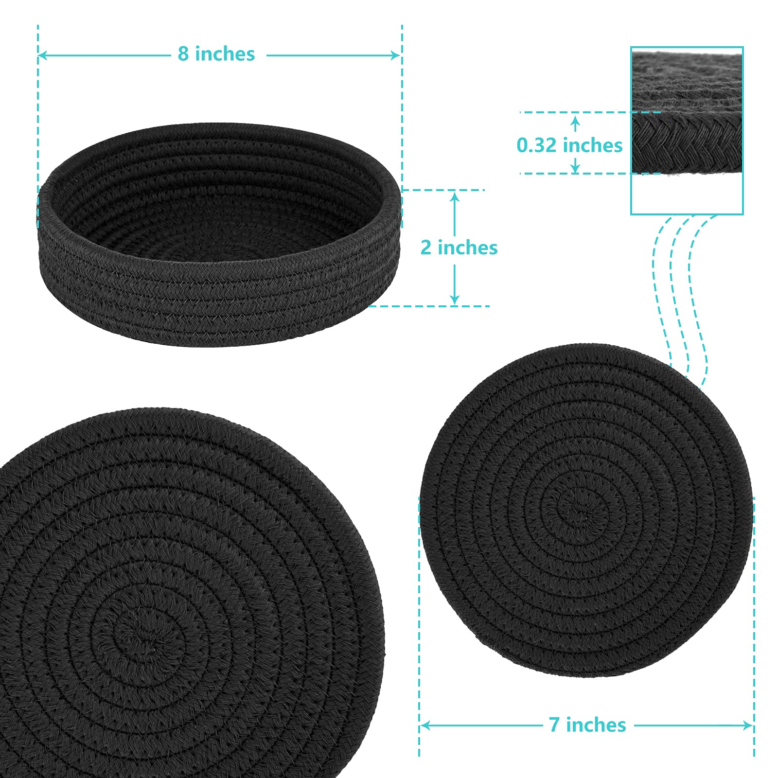 Cazzon Trivets cotton storage basket included for organized small items.
