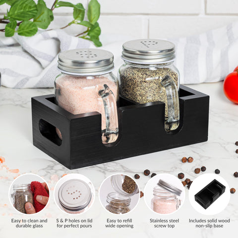 CB Accessories clear glass jars with stainless steel lids in a shaker set