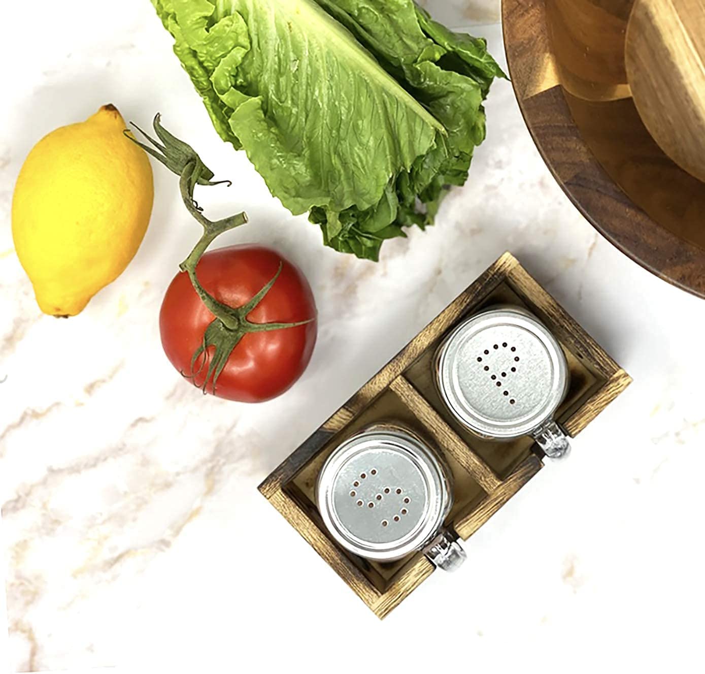 CB Accessories farmhouse kitchen decor on a countertop for rustic charm.