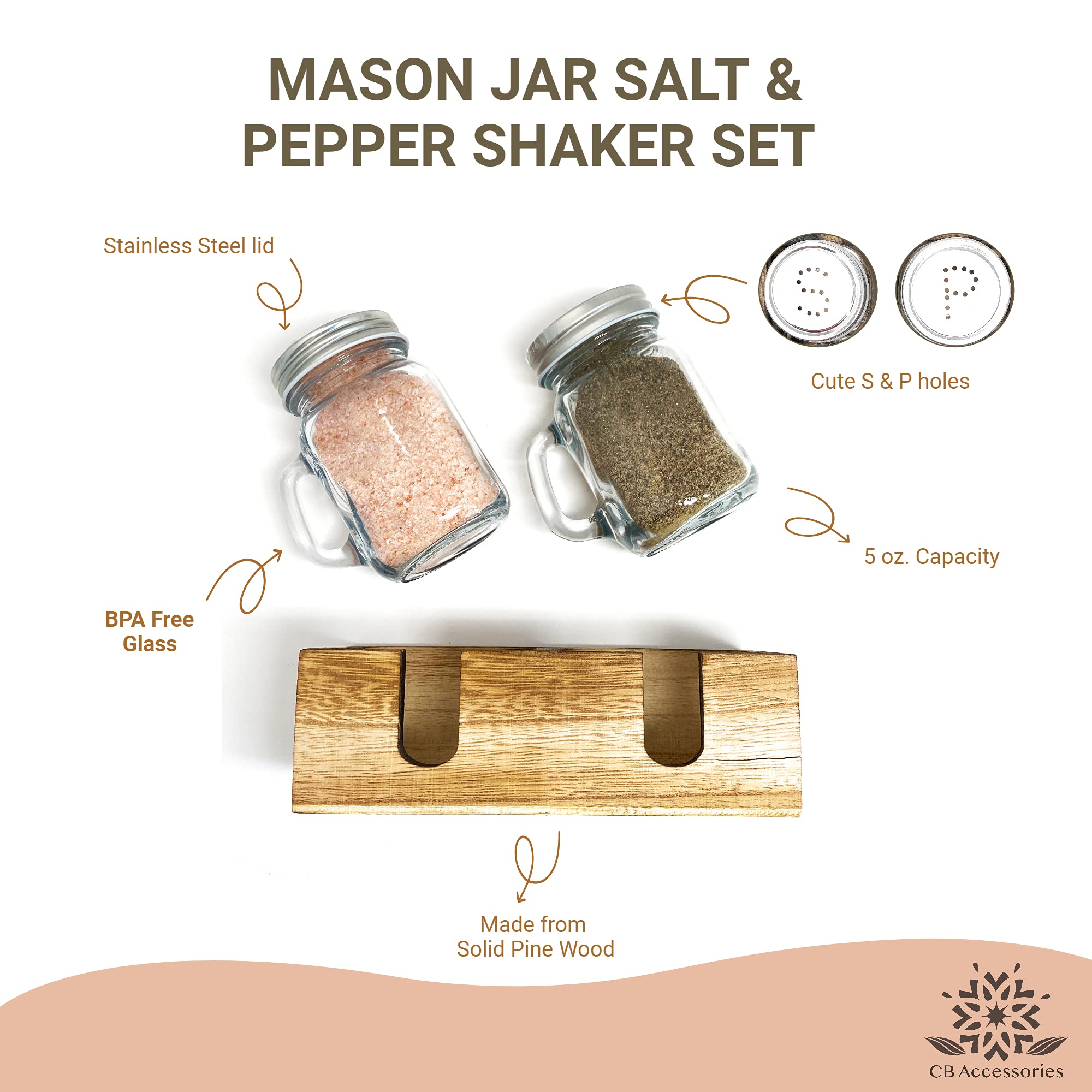 CB Accessories wood caddy organizing the shaker set for tabletop use.