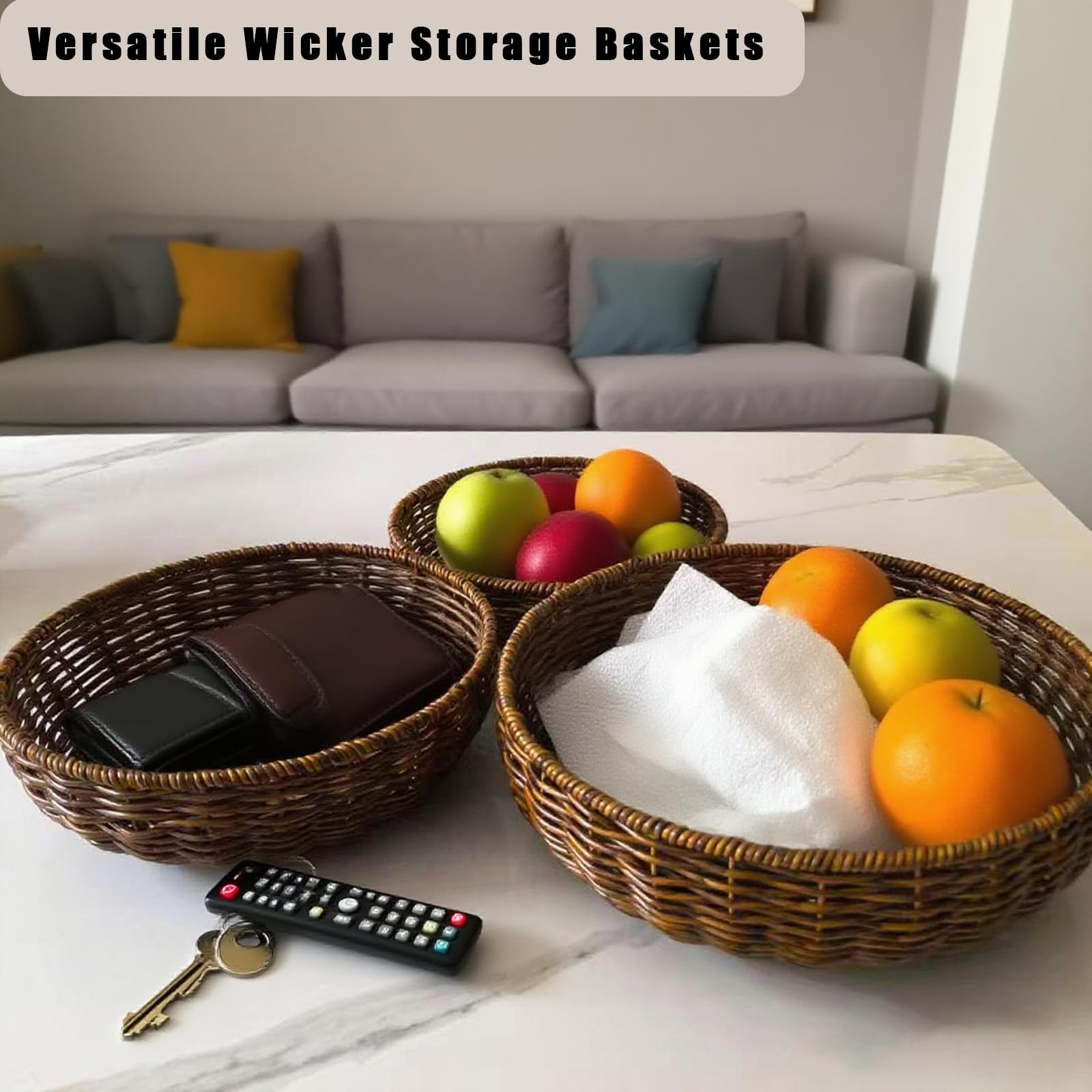 CBAOCBKVH compact wicker baskets for bedroom organization and decluttering
