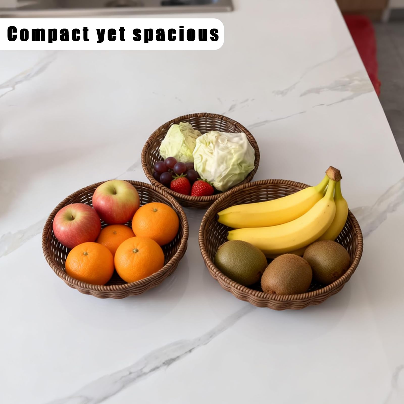 CBAOCBKVH round wicker baskets for kitchen storage and organization