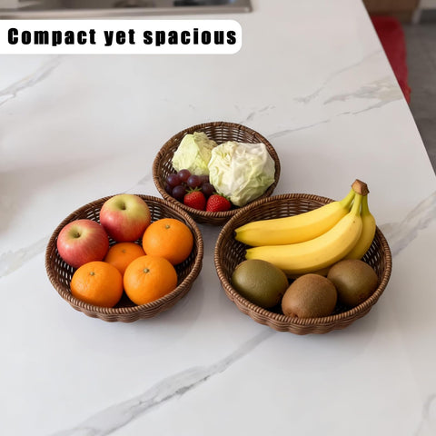 CBAOCBKVH round wicker baskets for kitchen storage and organization