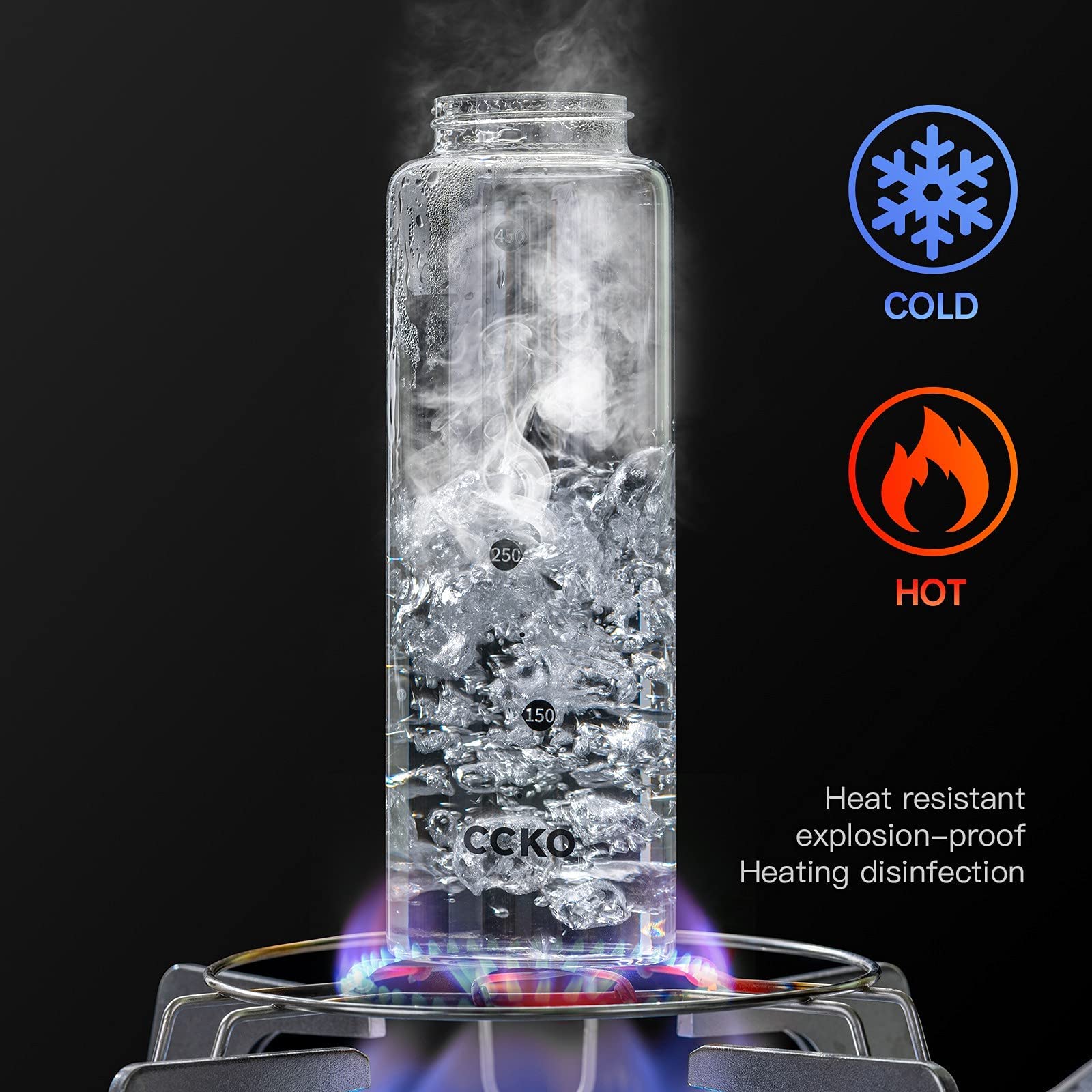 CCKO borosilicate glass clarity highlights fresh oil in a safe container