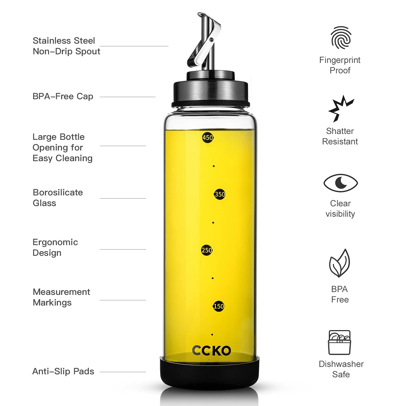 CCKO leak-proof cap with silicone seal to prevent spills in busy kitchens