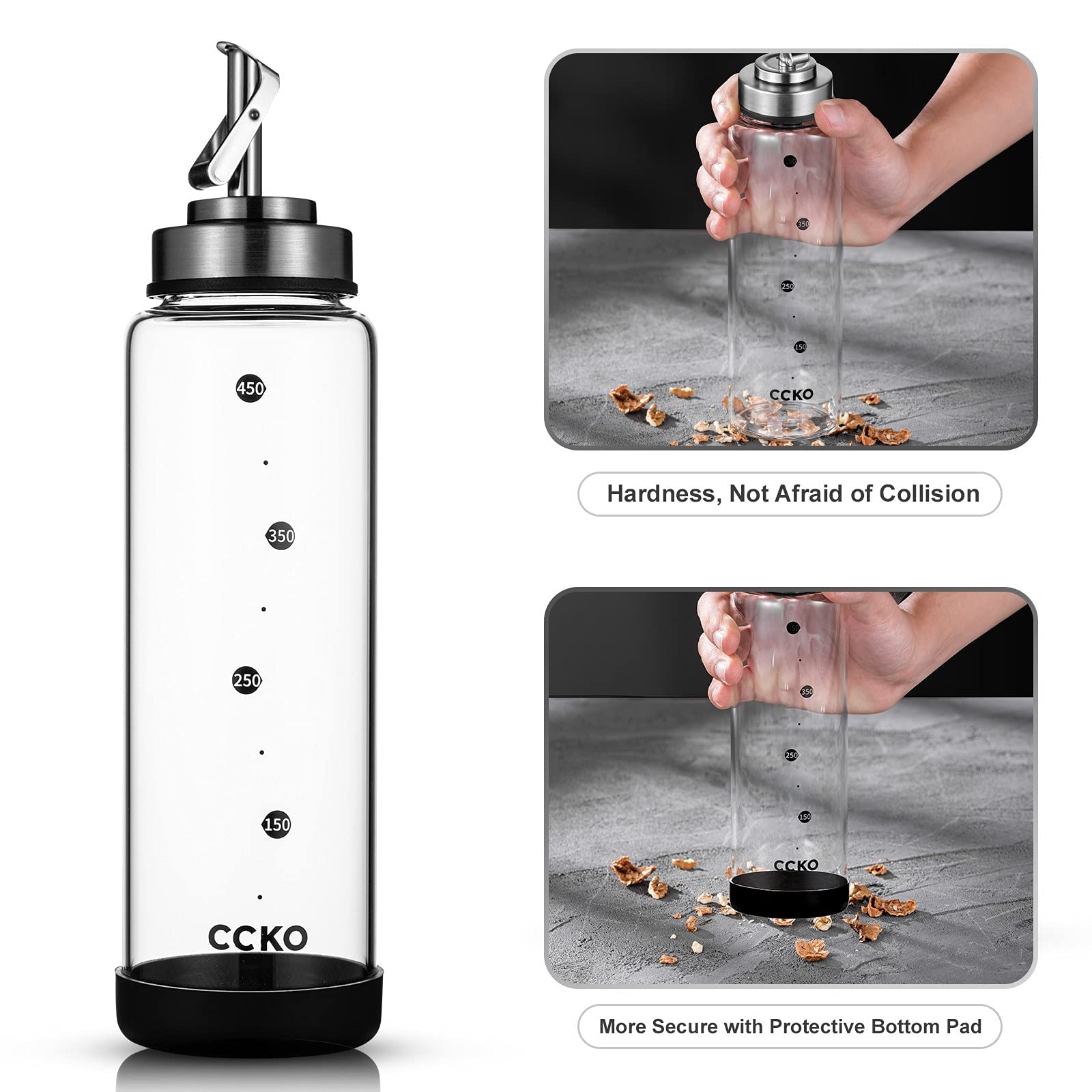 CCKO oil dispenser bottle with wide mouth for easy filling and cleaning
