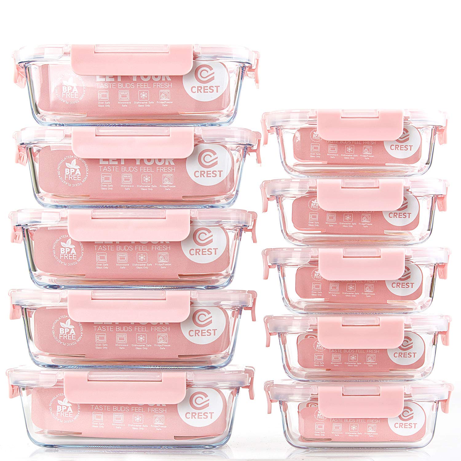 C CREST glass meal prep container with airtight lid for spill-free lunches