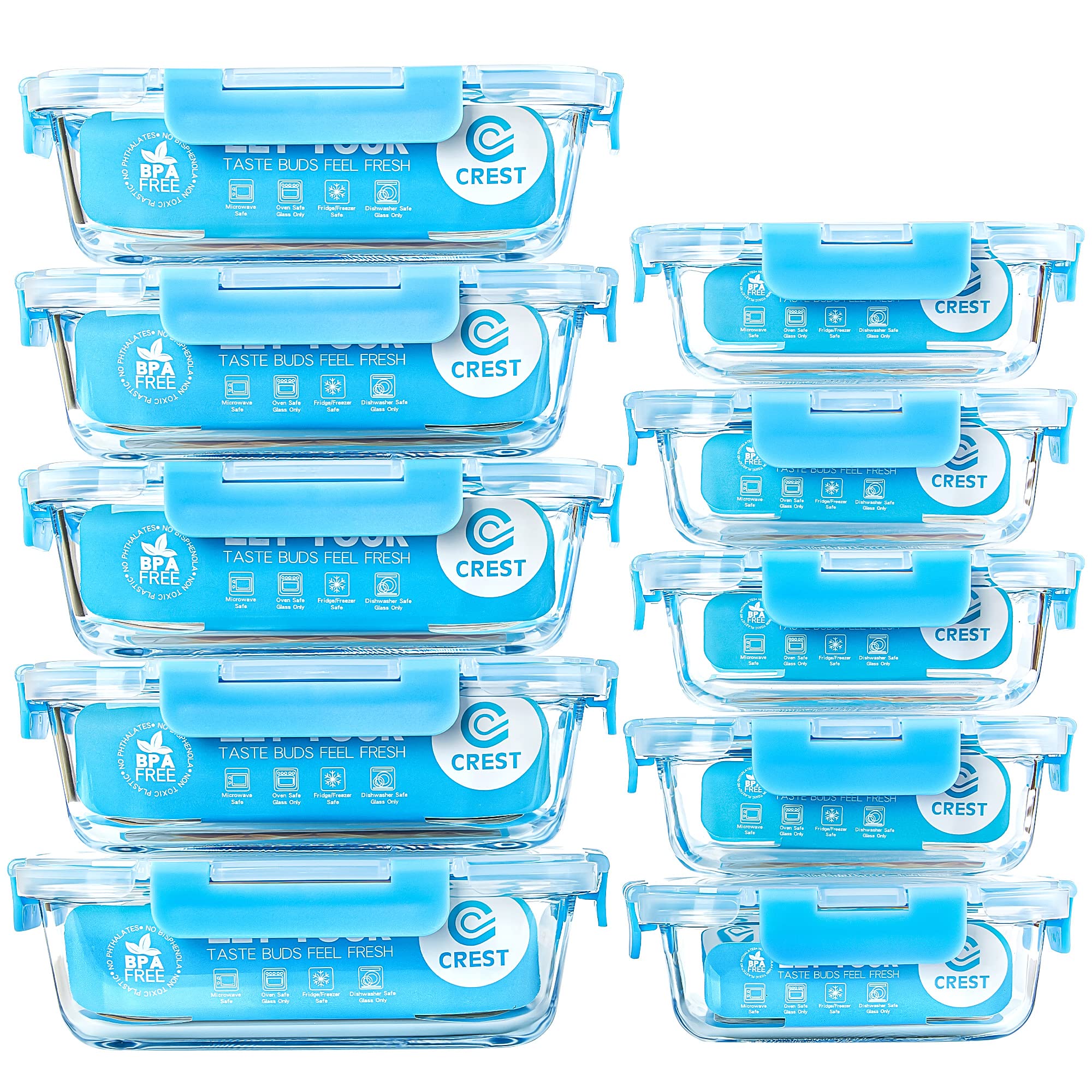 C CREST glass meal prep container with lid for airtight leftovers