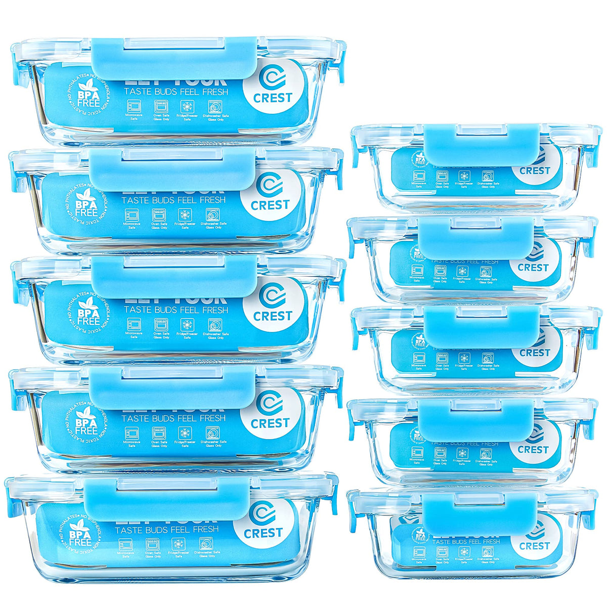 C CREST glass meal prep container with lid for airtight leftovers