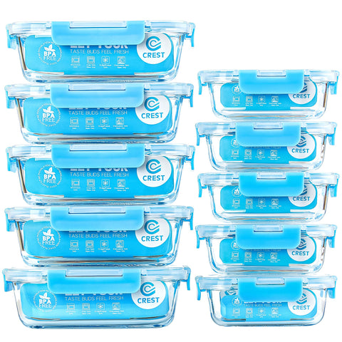 C CREST glass meal prep container with lid for airtight leftovers