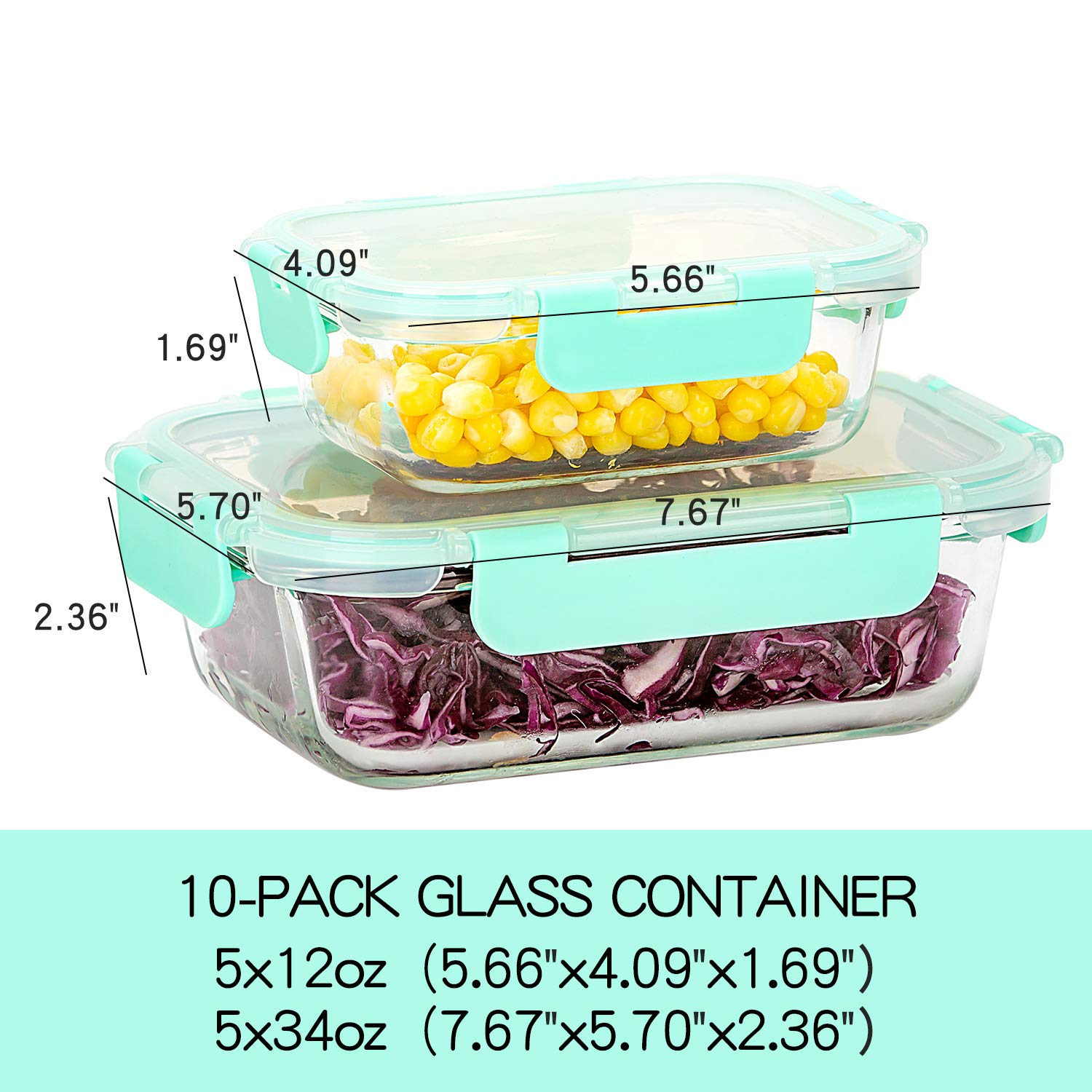 C CREST glass storage container with airtight lid closeup showing a secure seal.
