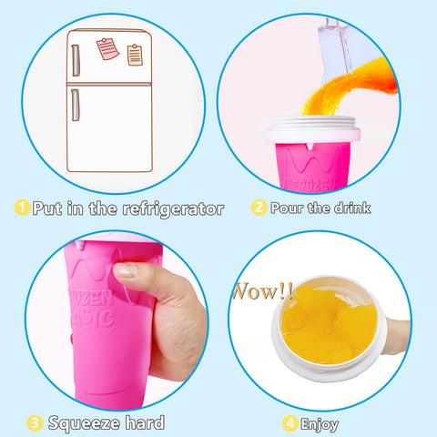 Cdbz Slushy Cup squeeze action creates smooth slushy texture with your beverage.