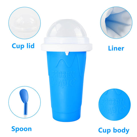 Cdbz Slushy Cup works with juice, soda, or dairy to make slushies.