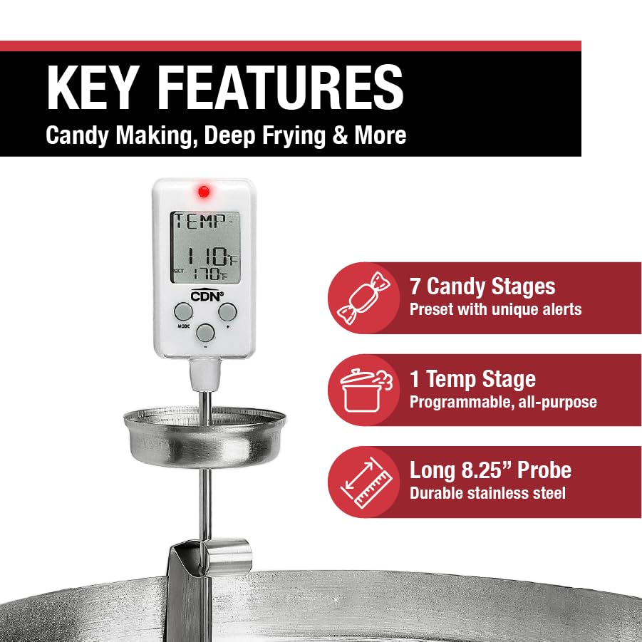 CDN Digital Candy Thermometer with adjustable pot clip for versatile positioning