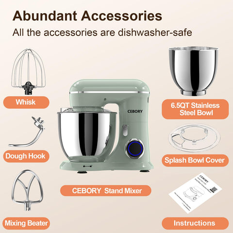 CEBORY stand mixer with dough hook for kneading dense doughs.