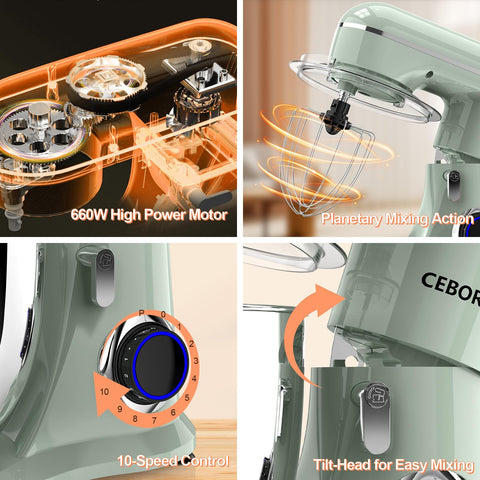 CEBORY stand mixer with whisk for airy mixtures.