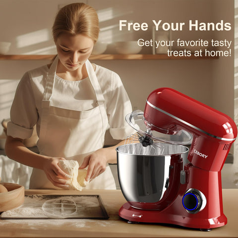 CEBORY 660W motor provides steady power for dense doughs and large mixes.