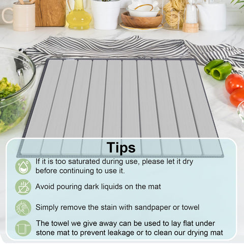 Cecnamt care tips included to keep the drying mat in top condition