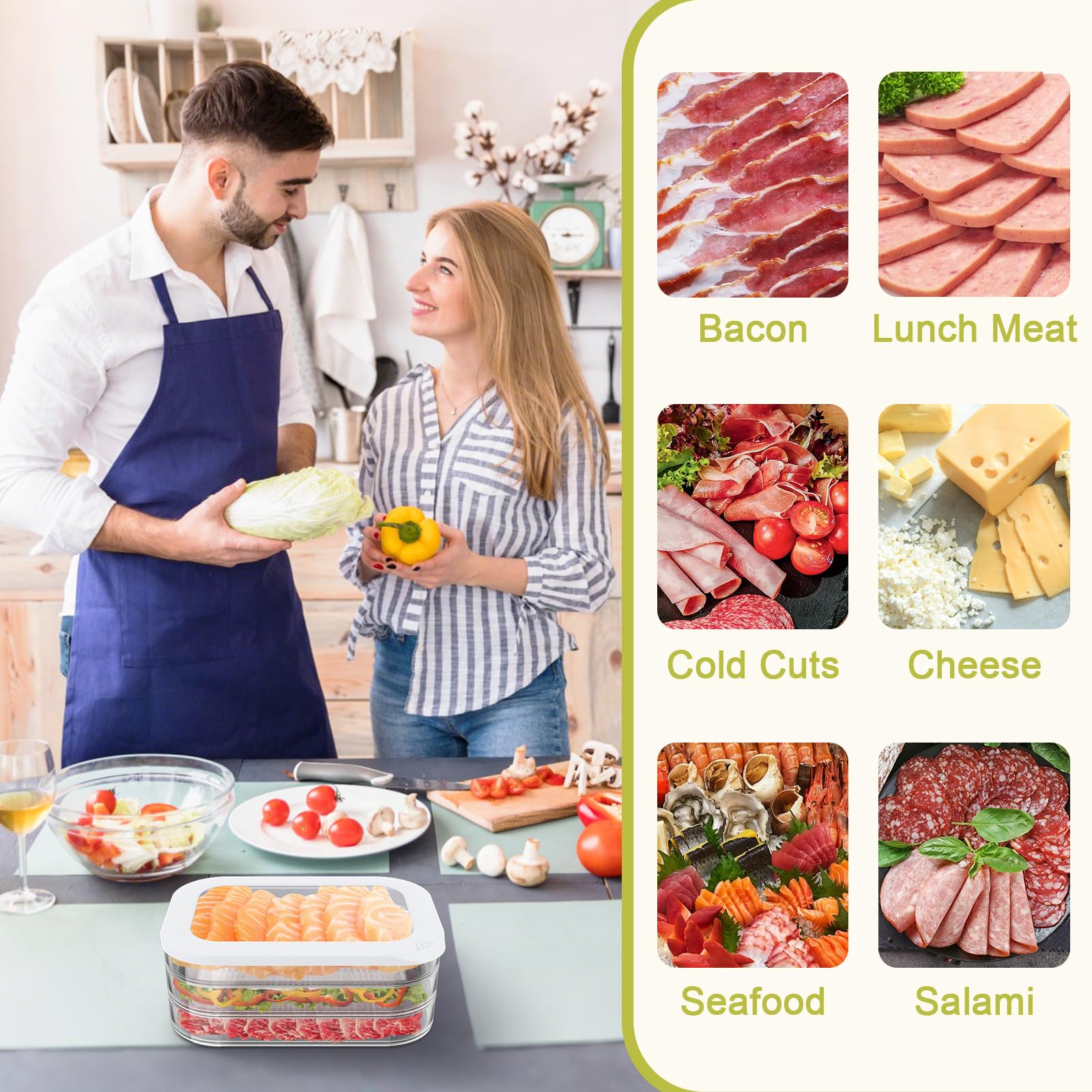 Cecnamt transparent container lets cheese and lunch meat be spotted quickly.