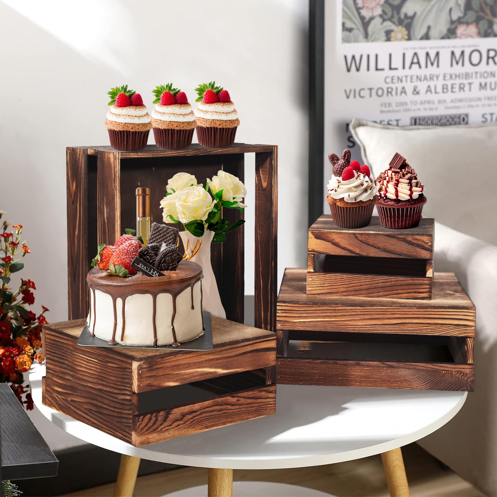 Cecnamt multi-tier risers create dramatic dessert and snack levels.