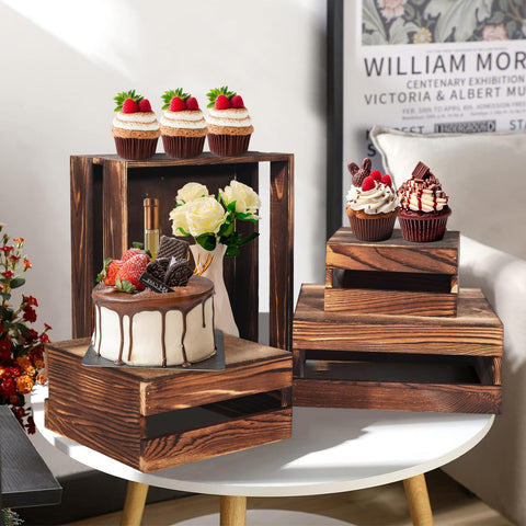 Cecnamt multi-tier risers create dramatic dessert and snack levels.