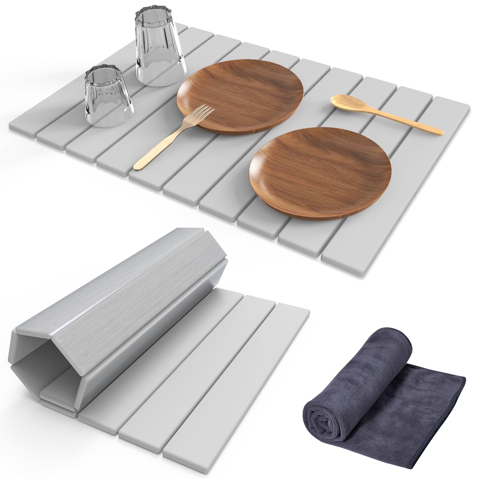 Cecnamt stone drying mat set up on countertop for quick drying