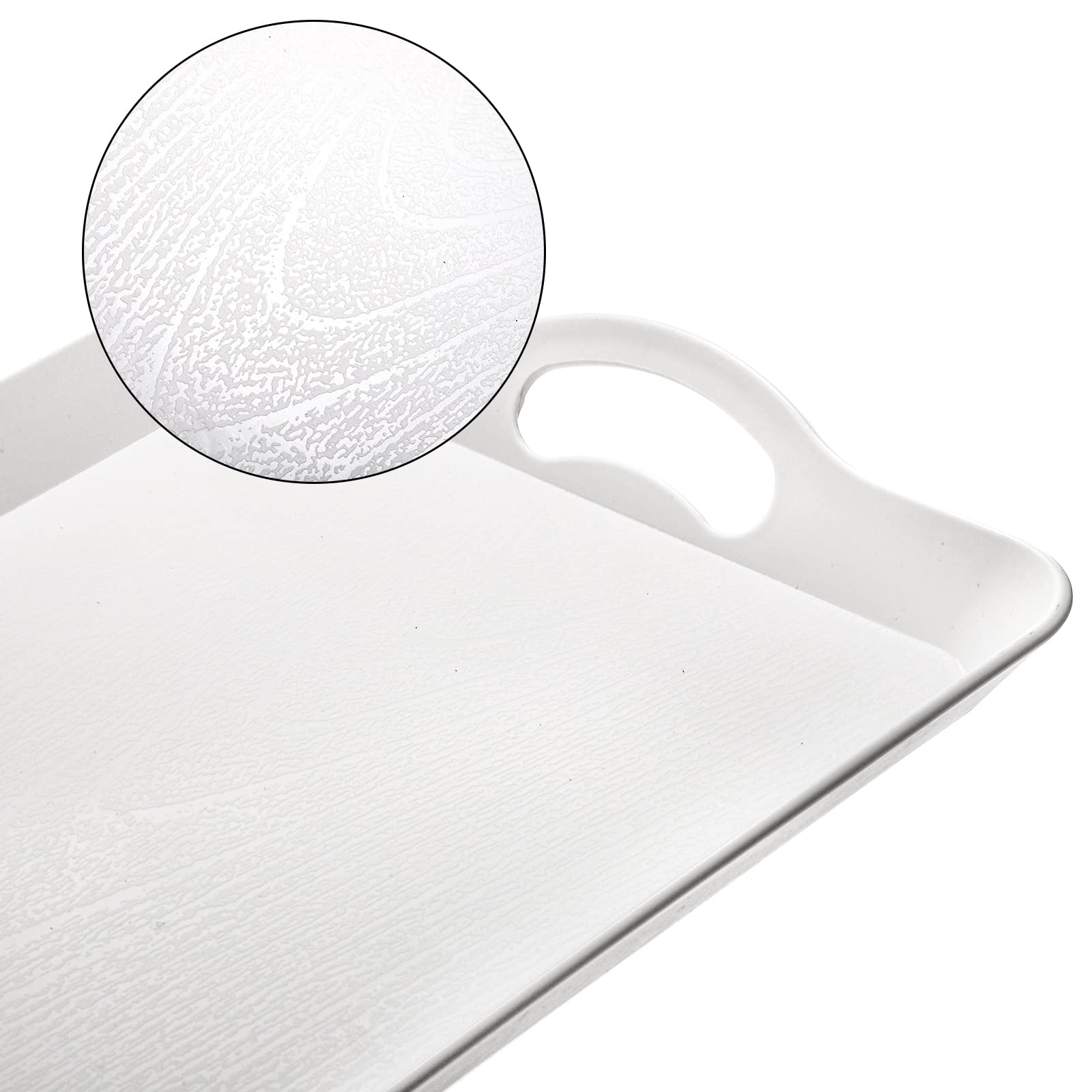 Cedilis stackable serving trays save space when storing.