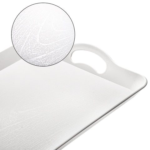 Cedilis stackable serving trays save space when storing.