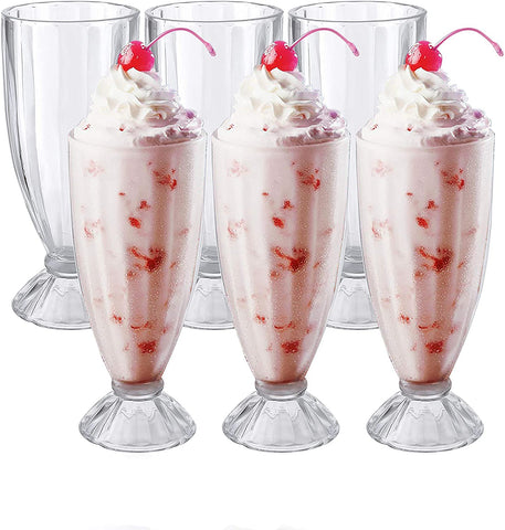 Cedilis 6-pack milkshake glasses in clear 12oz display for creamy shakes