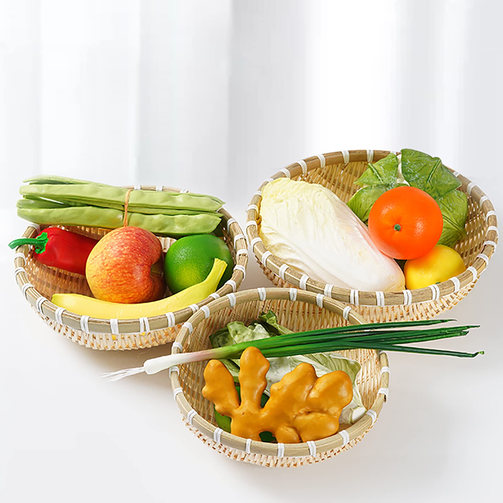 Cedilis bamboo basket tray 12-inch, perfect for serving bread or fruit at gatherings