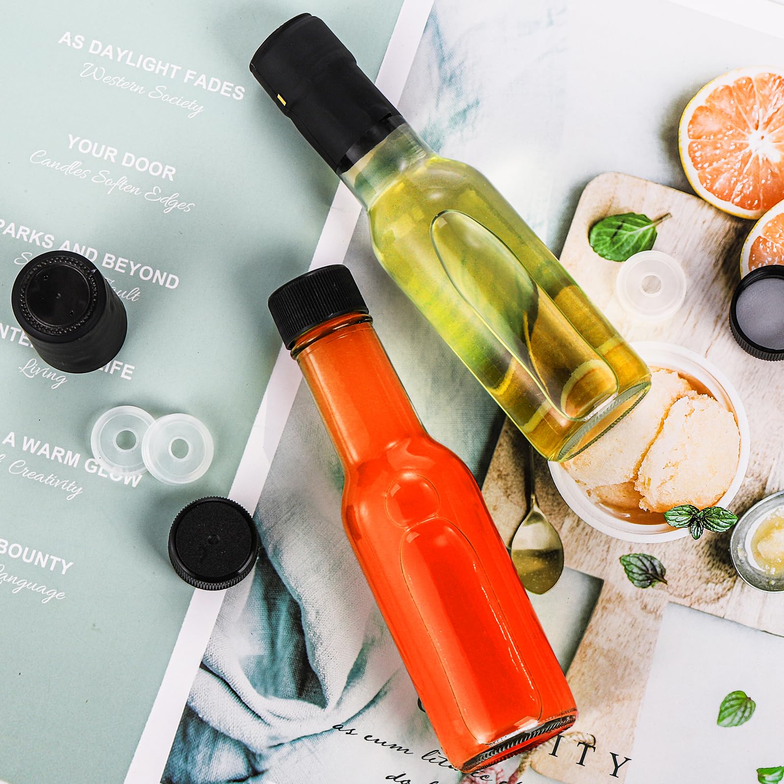 Cedilis dripper insert ensures controlled pours from each bottle.