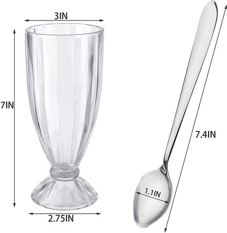 Cedilis long stainless spoons shown with glasses for easy serving