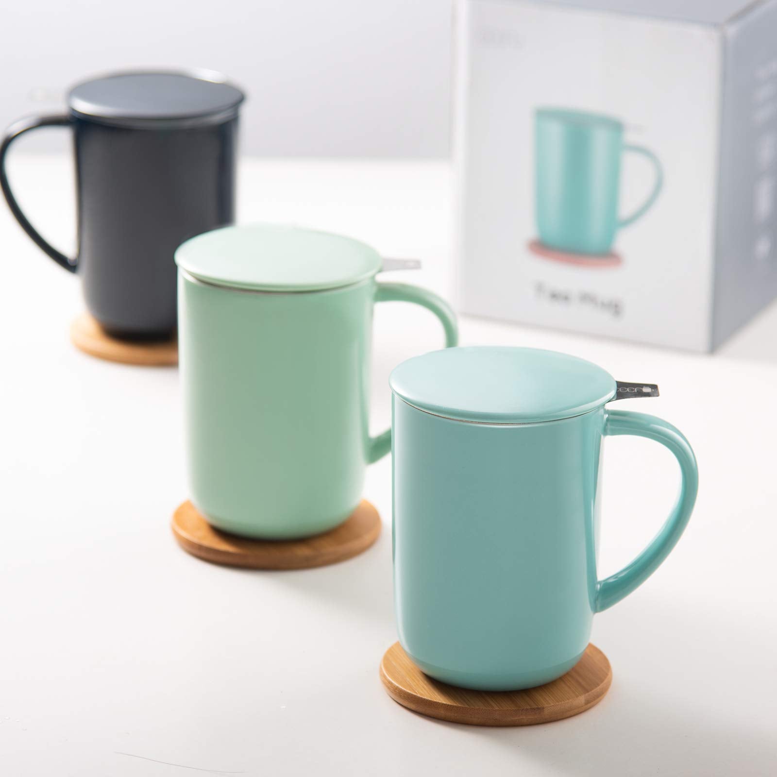 CEEFU porcelain mug lid keeps tea hot longer.